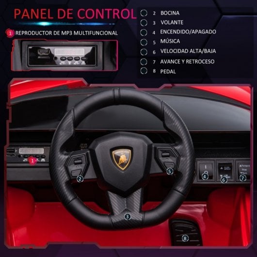 Homcom Coche Eléctrico Infantil con Licencia Lamborghini SIAN 12V