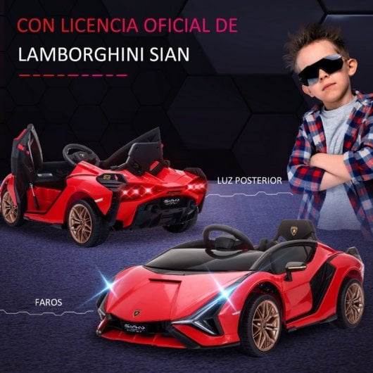 Homcom Coche Eléctrico Infantil con Licencia Lamborghini SIAN 12V
