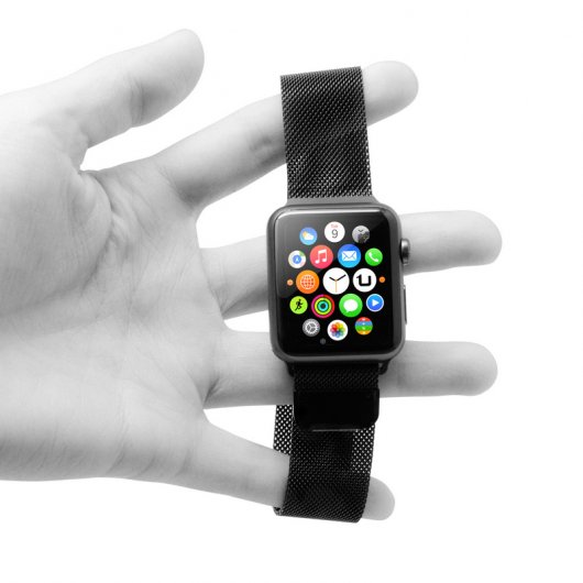 Correa Malla Metal Negra para Apple Watch 42mm