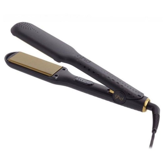 Prancha de Cabelo Cerâmica Profissional GHD V Gold Max Styler Placas Largas Desligamento Automático Preto