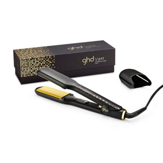 Prancha de Cabelo Cerâmica Profissional GHD V Gold Max Styler Placas Largas Desligamento Automático Preto