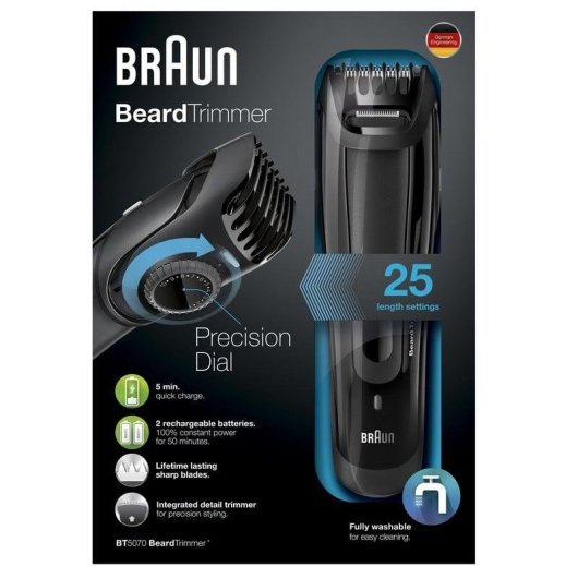 Haarschneider Braun BT5070 Kabellos 25 Schnittlaengen 50min 1 Aufsatz Wasserdicht