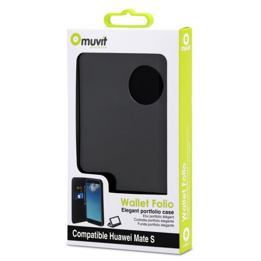 Muvit Funda Folio Negra para Huawei Mate S