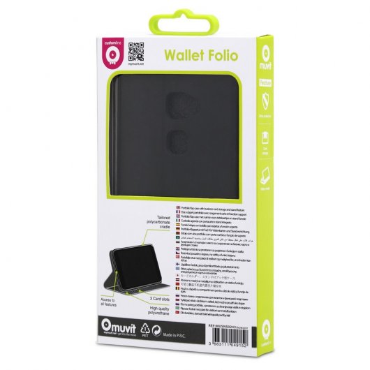 Muvit Funda Folio Negra para Huawei Mate S