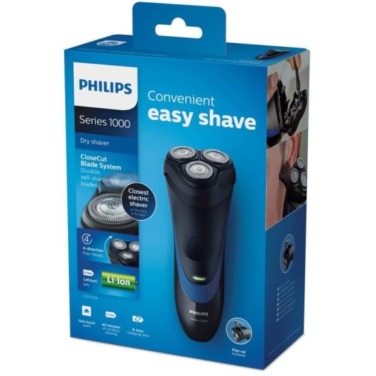 Rasoir pour Visage Philips Saver Series 1000 S1510/04 Sans Fil 40min Sec 3 Têtes Flexibles