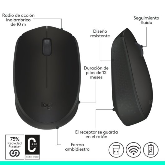 Logitech M171 Ratón Inalámbrico Negro