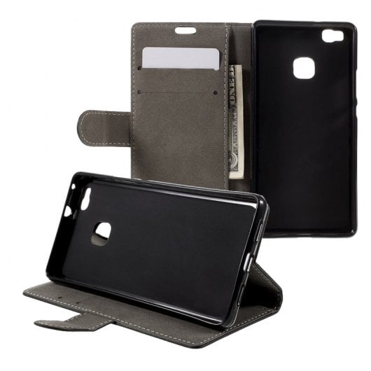 Funda Flip Cover Negra para Huawei P9 Lite