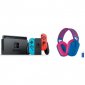 Nintendo Switch Azul Neón/Rojo Neón V2 + Logitech G435 LIGHTSPEED Auriculares Gaming Inalámbricos Azules