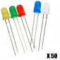 Kit 50 LEDs 5mm - Multicolores (Rouge, Bleu, Vert, Jaune, Blanc) - Pour Arduino Et Raspberry Pi
