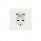 Nanocable Roseta Base de Enchufe de Pared Empotrable Tipo schuko con 2 Tomas USB 2.4A Blanca